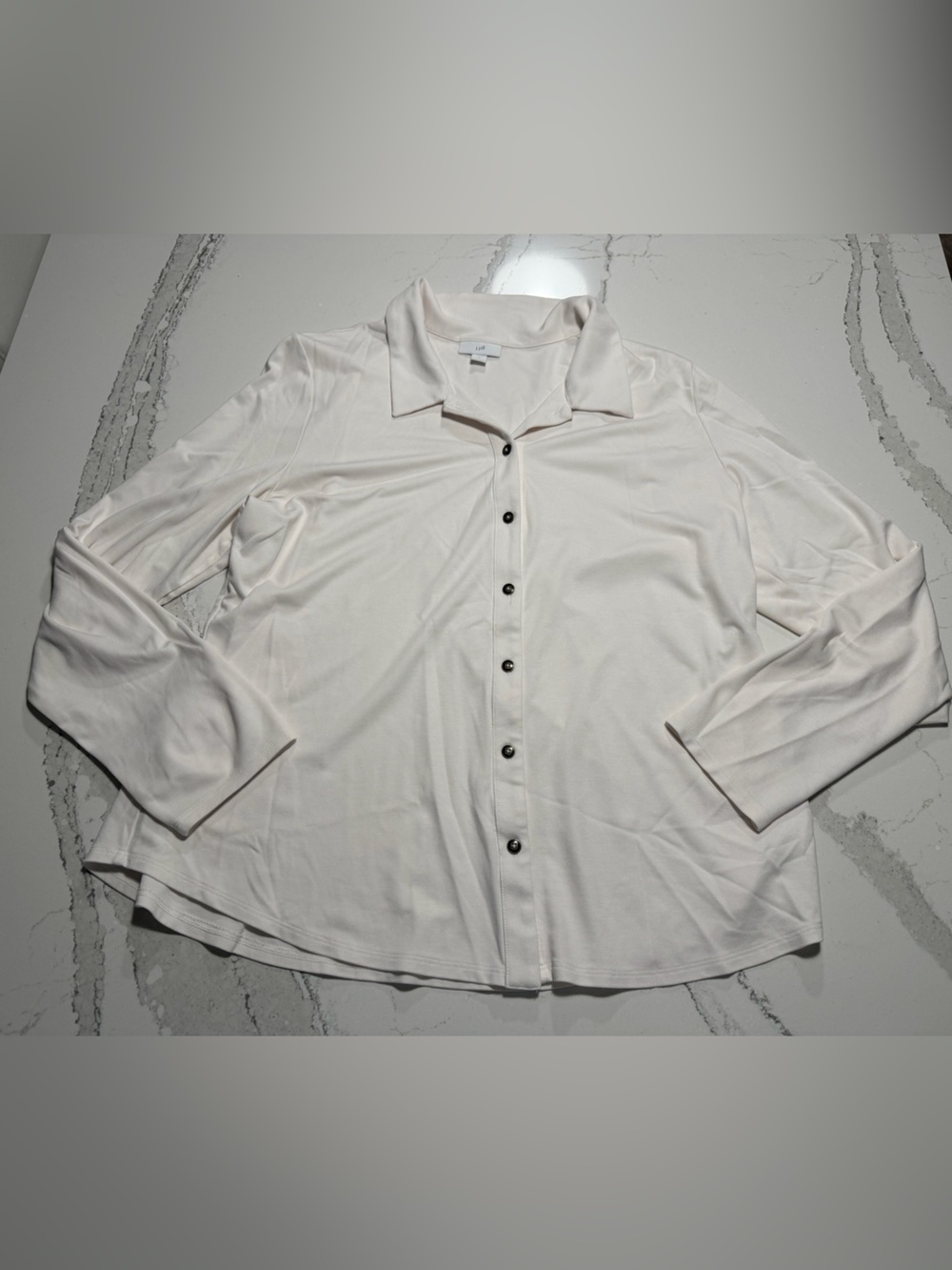 J. Jill soft off white button down knit top Size Large
